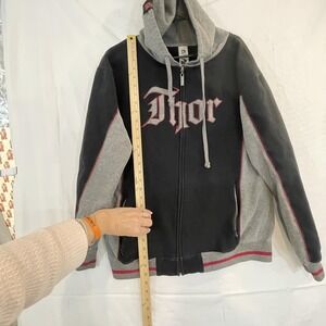 READ Thor Hoodie Mens‎ XL Gray Black Full Zip Sweatshirt Motorcycle Graphic Logo